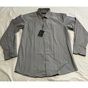 Vitarelli Mens Gray Long Sleeve Button Down Dress Shirt 16 34/35 NWT